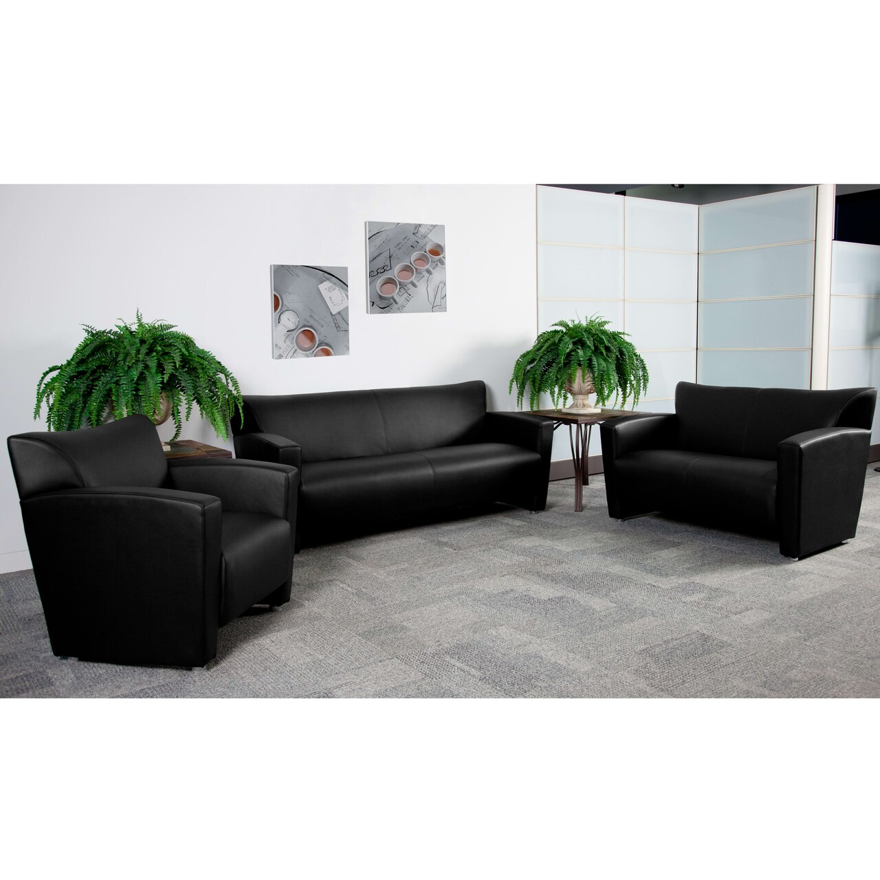 Emma and Oliver LeatherSoft Reception/Living Room Chair with Extended Panel Arms